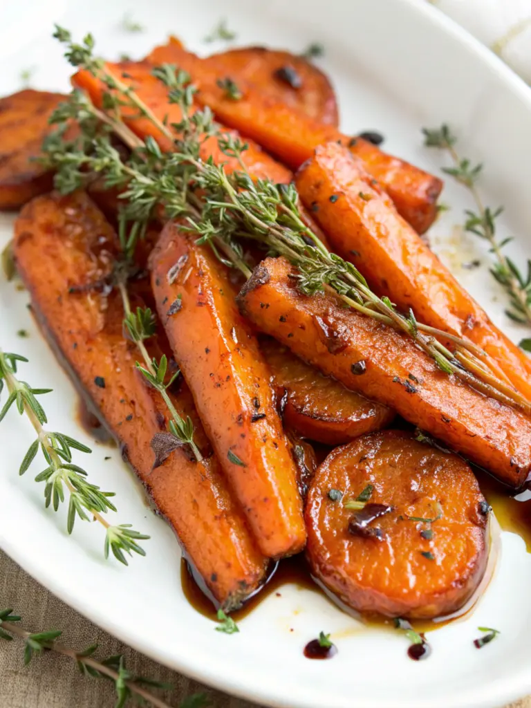 Balsamic Maple Glazed Carrots with Thyme