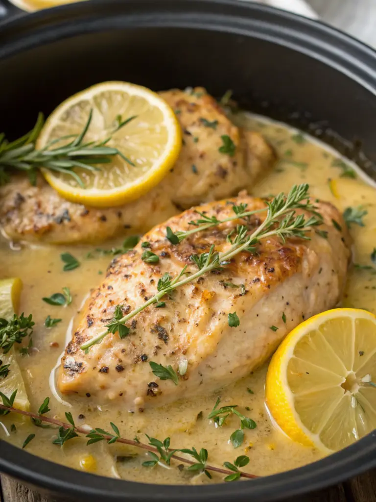 Slow Cooker Creamy Lemon Herb Chicken