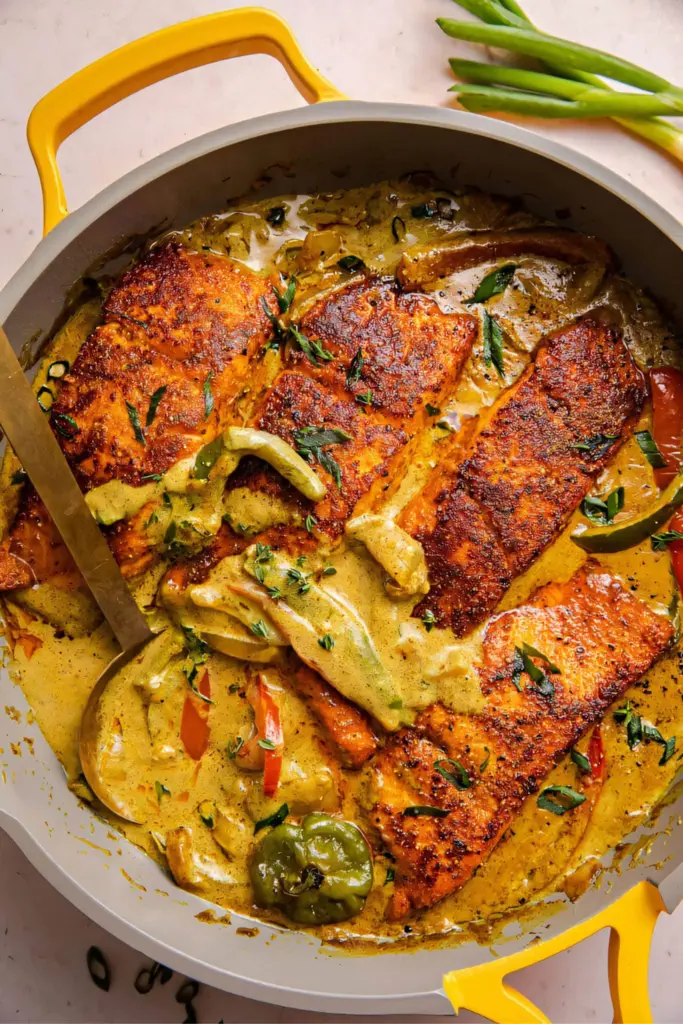 Thai-Inspired Coconut Curry Salmon Soup