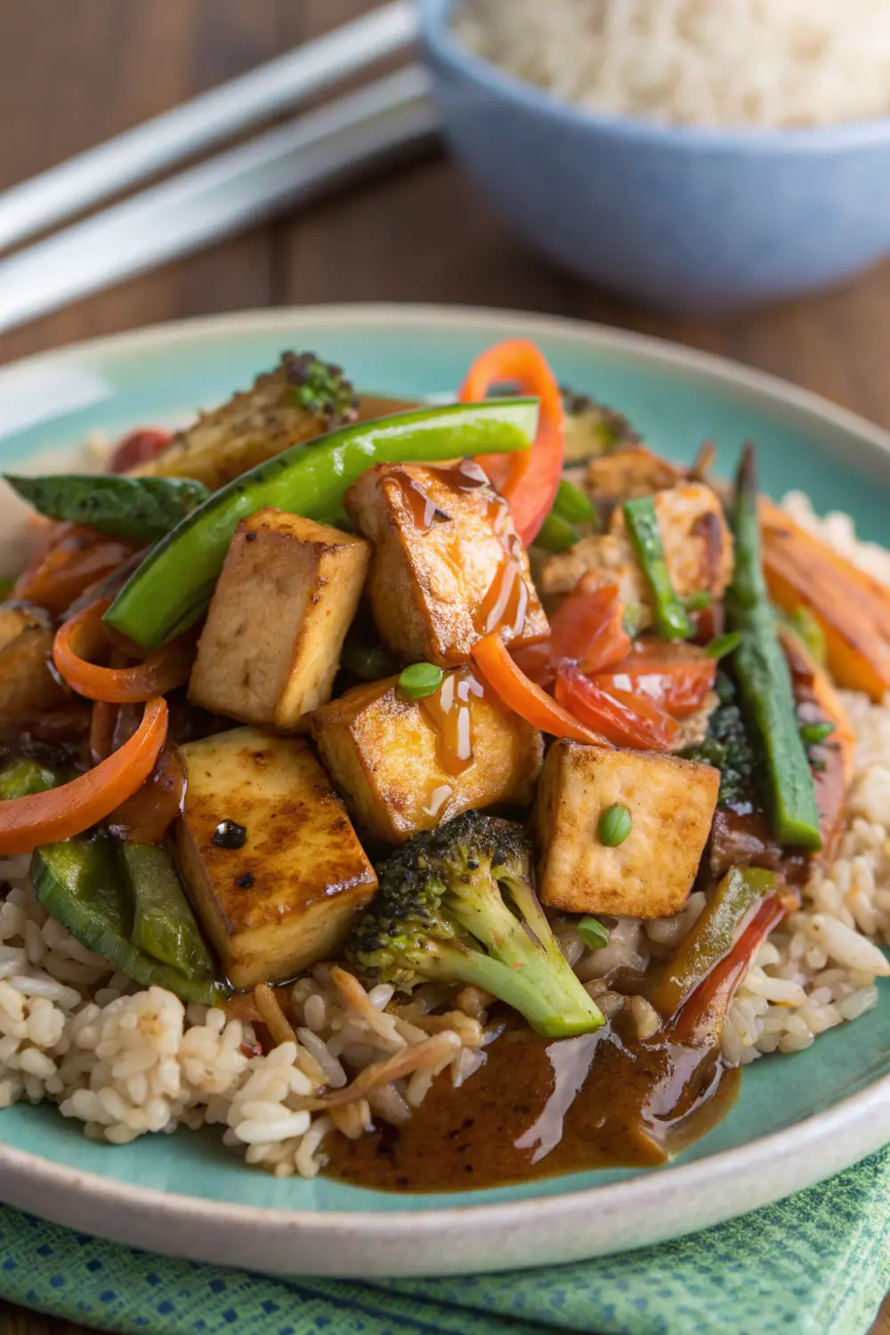 Tofu Vegetable Stir Fry and Brown Rice | Stir Fried Tofu