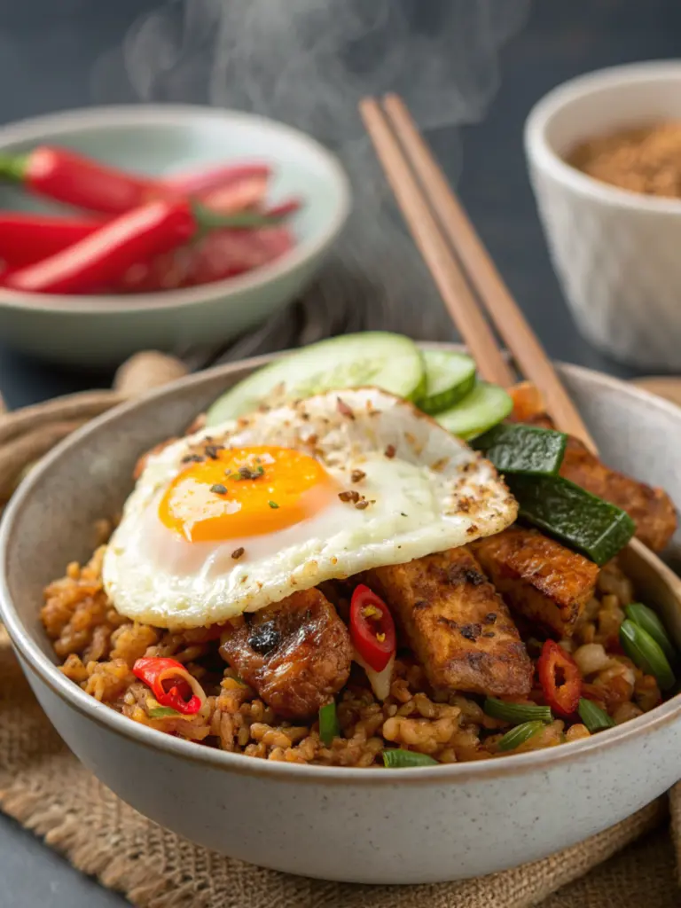 Spicy Indonesian Nasi Goreng with Tempeh