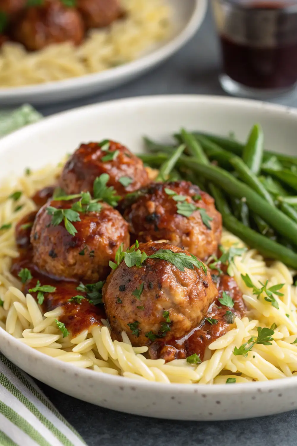 Merlot Chicken Meatballs with Orzo Pasta | Healthy Meals for Seniors at Home