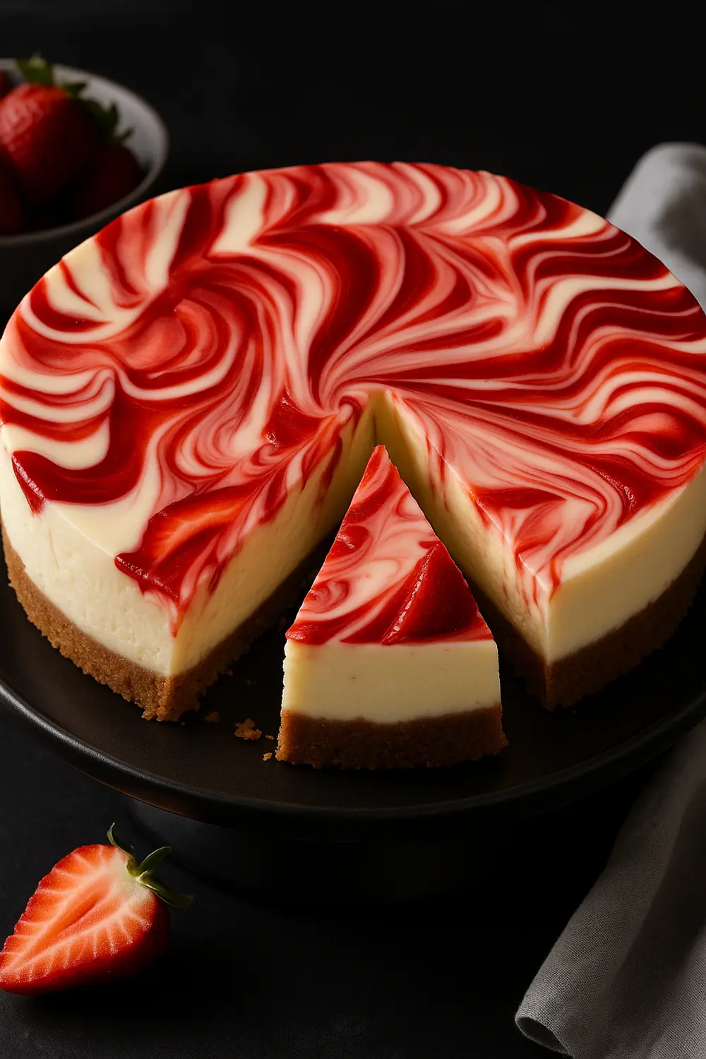 Best Baked Strawberry Swirl Cheesecake