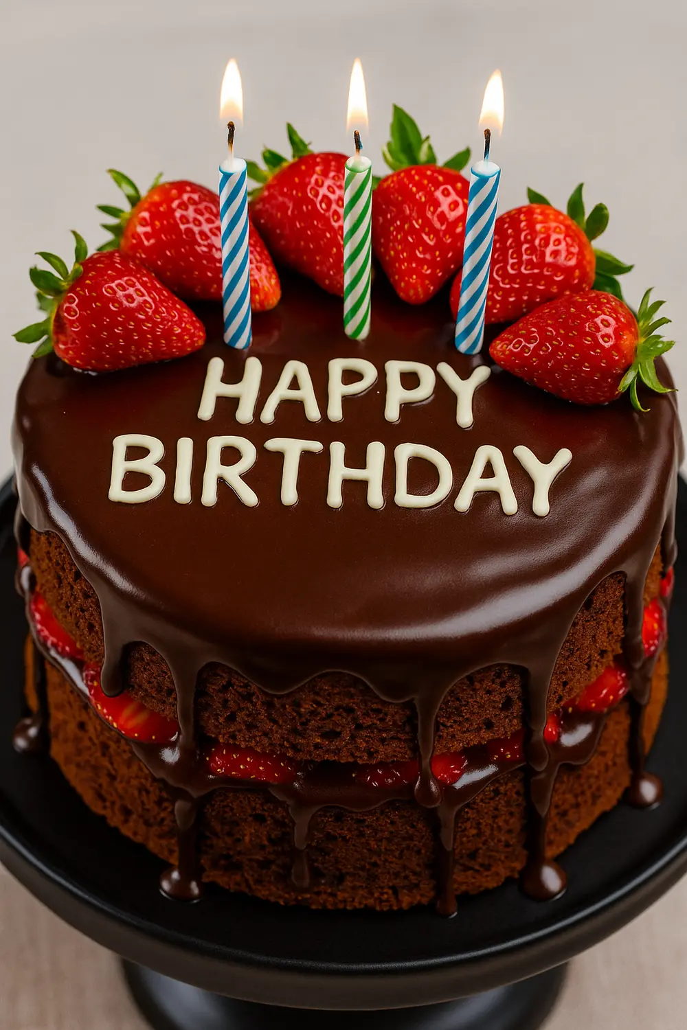 Simple Chocolate Strawberry Birthday Cake
