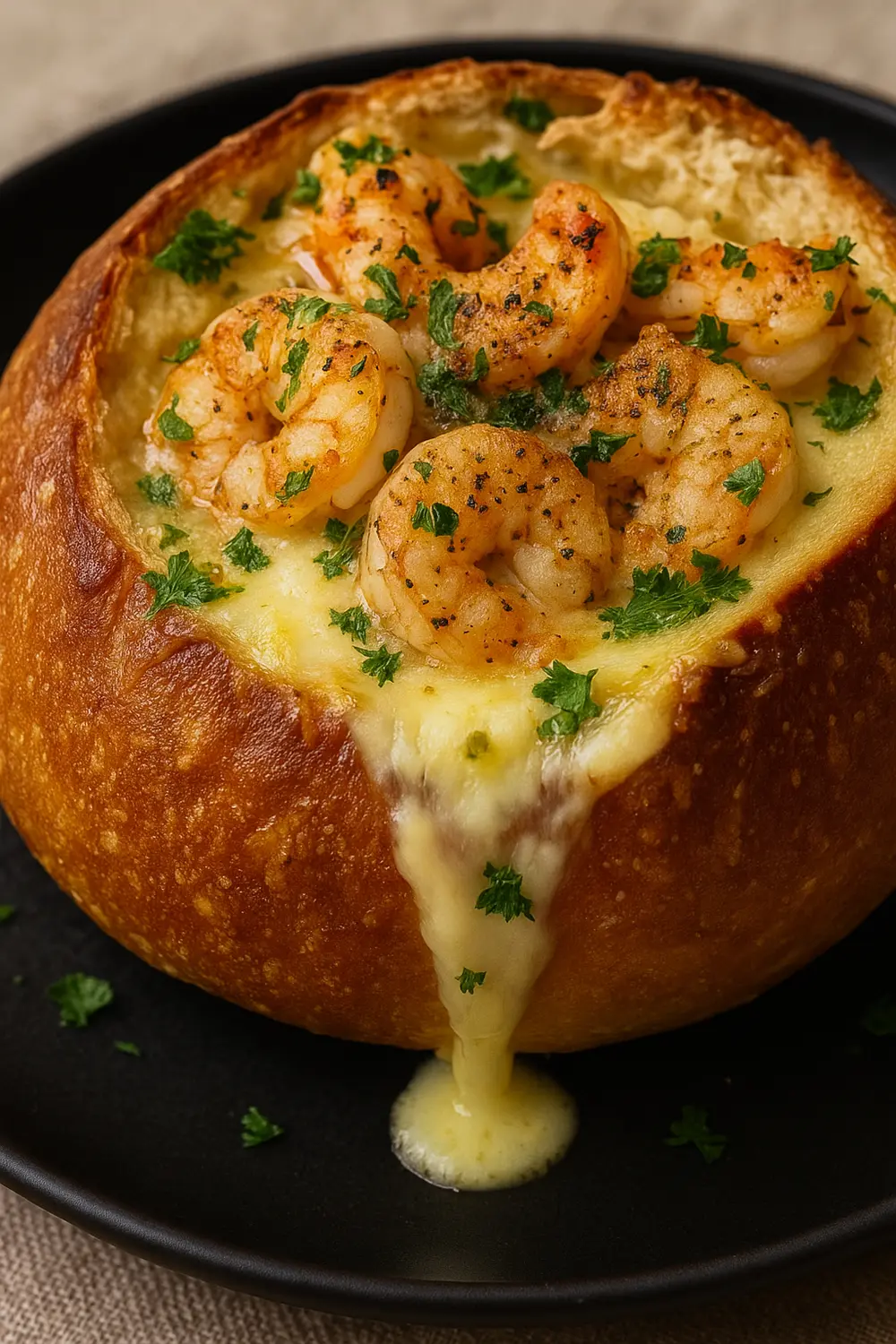 Filled with creamy, cheesy shrimp and crab and baked to golden perfection, this stuffed seafood bread bowl makes a delicious and comforting addition to your Christmas dinner menu.