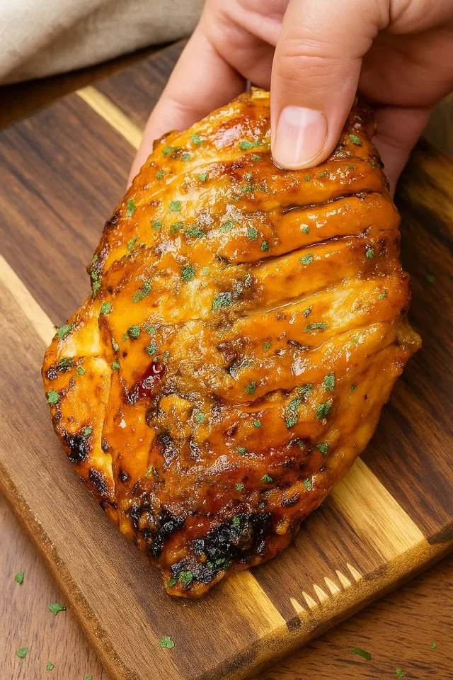 Juicy air fryer chicken breast sliced over salad greens