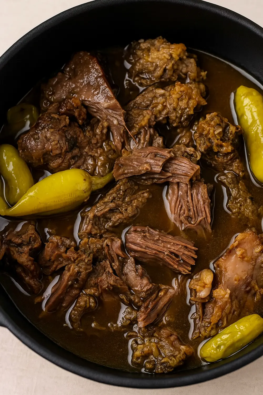 Easy crockpot Mississippi pot roast made with tender beef, ranch mix, and pepperoncini for bold, comforting flavor.