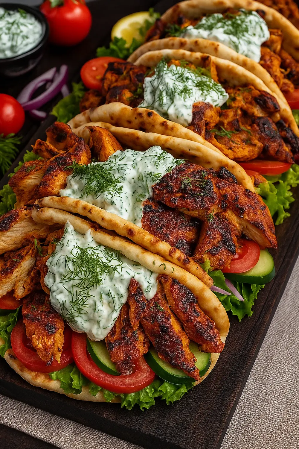 Healthy Greek Chicken Gyros with Tzatziki Sauce