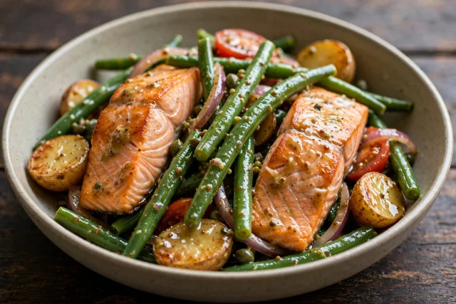 Salmon and green bean salad with Dijon vinaigrette