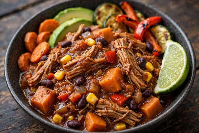 Turkey and sweet potato chili with lime