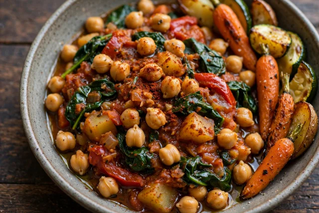 Spanish chickpea stew with spinach and smoked paprika