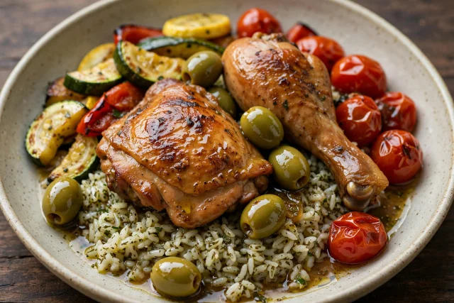 Sicilian braised chicken with olives and cherry tomatoes