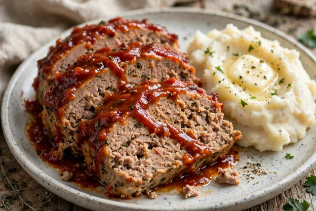 Turkey meatloaf dinner with glaze