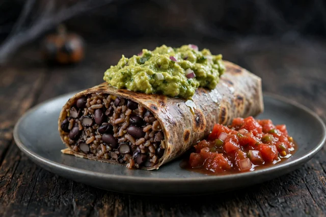 Bean burritos with rice and cheese toasted golden