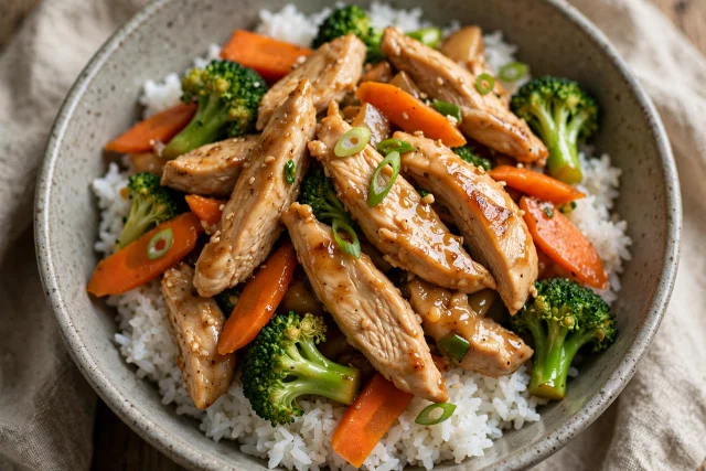 Chicken stir fry lunch with vegetables