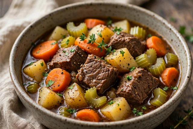 Beef and vegetable stew dinner