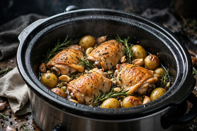 Garlic herb chicken dinner with potatoes