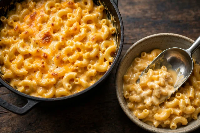 Simple stovetop mac and cheese in cheddar sauce