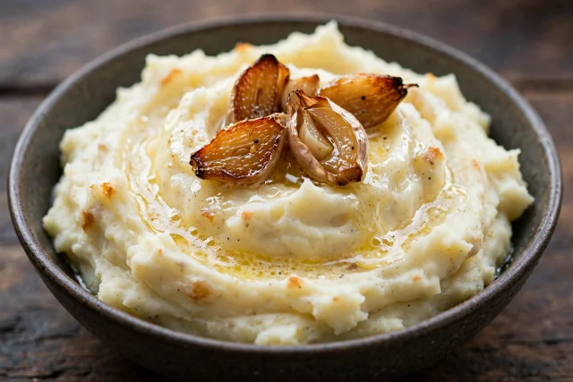 Garlic mashed potatoes with melting butter
