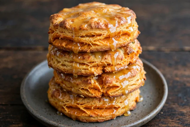 Sweet potato biscuits with honey butter glaze