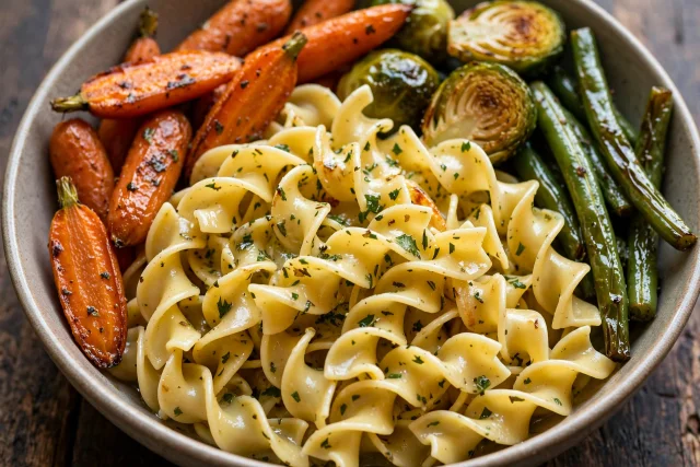 Buttered herb noodles with parmesan and chives