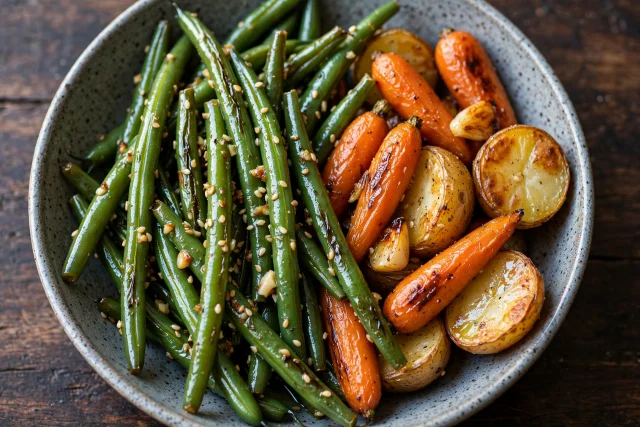 Sesame green beans with garlic and toasted seeds