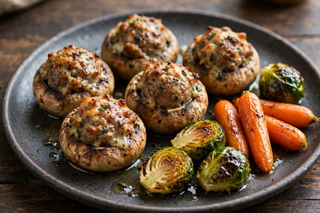 Stuffed mushrooms with herbed breadcrumb filling