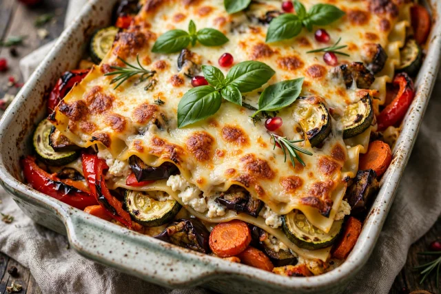 Holiday vegetable lasagna dinner