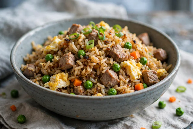 Leftover pork fried rice lunch