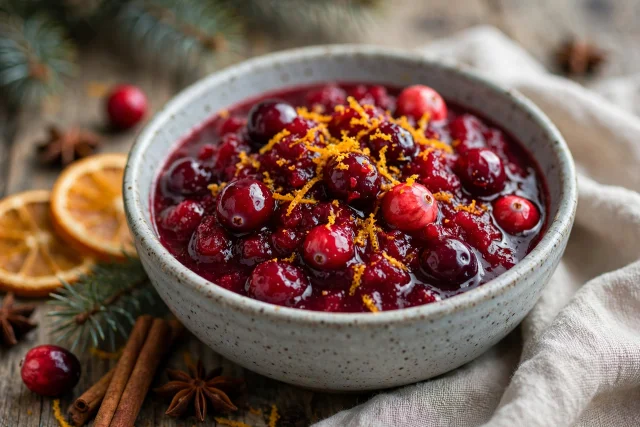 Fresh cranberry sauce with orange zest