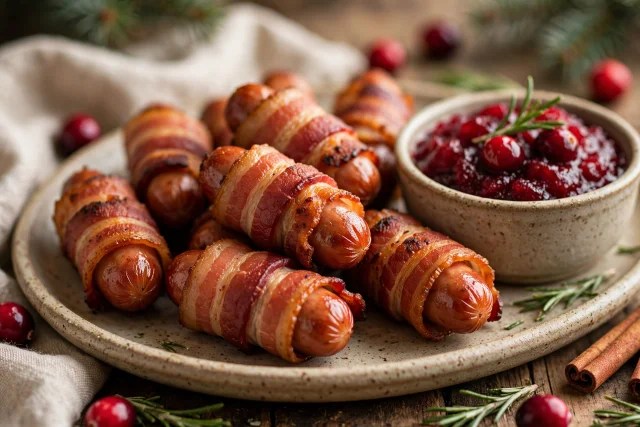 Pigs in blankets with cranberry dip