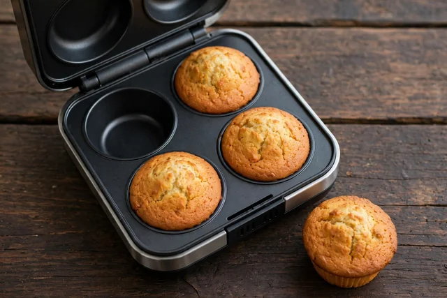 Countertop muffin and cupcake maker with fresh muffins