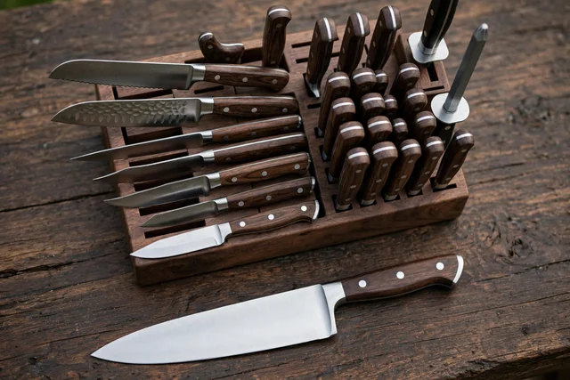 Twenty piece German steel knife block set