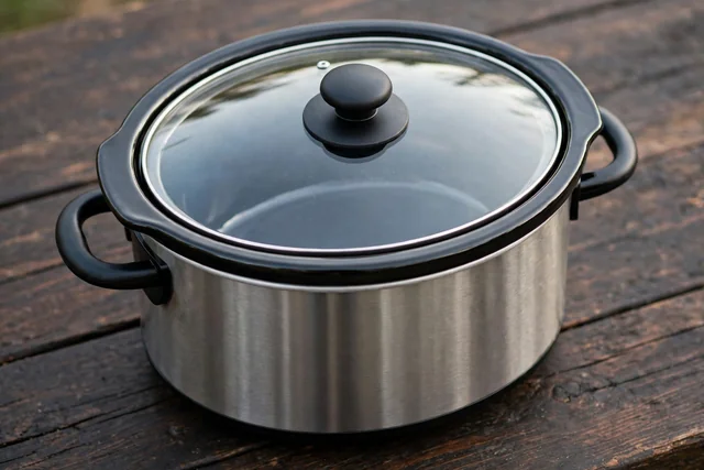 Stainless ten quart slow cooker with glass lid